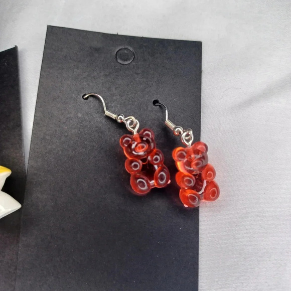 2 pair handmade mushroom and bear earrings - Picture 3 of 4